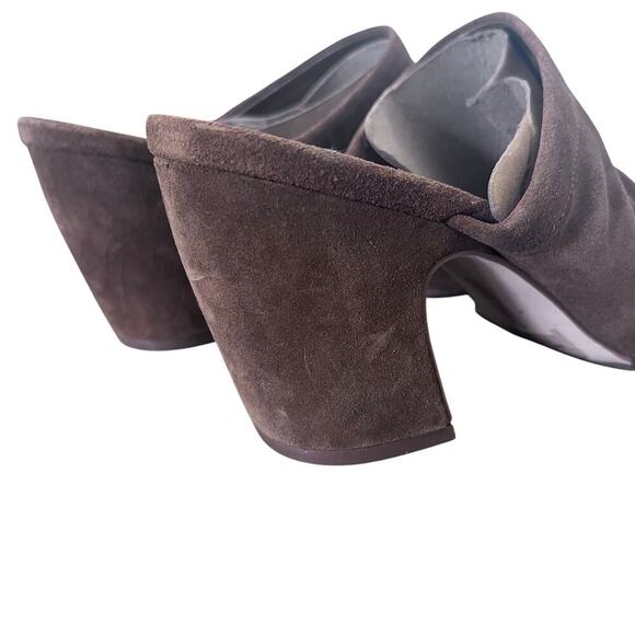 New Vince Camuto Carlie Suede Ruched Pointed Toe Block Heel Mule Brown 11M - Picture 6 of 7